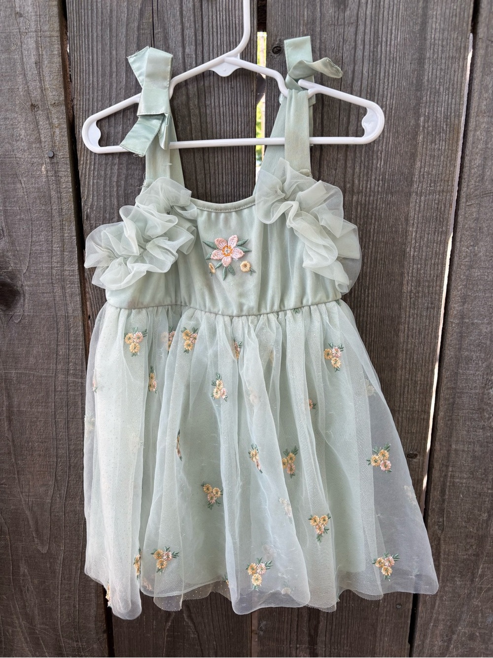 Mad Engine Audrey Camille Sage Green Floral Embroidered Tulle Party Dress